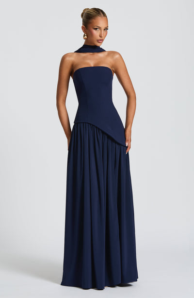 Women's Elegant Strapless Maxi Dress Fitted Slit Formal Party Wedding Guest Sophisticated – Mya - Lolly 