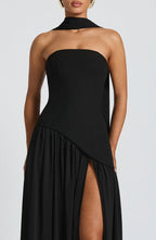 Women's Elegant Strapless Maxi Dress Fitted Slit Formal Party Wedding Guest Sophisticated – Mya - Lolly 