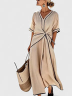 Women's Elegant Striped Midi Dress Vertical Stripes Lightweight Breathable Casual Summer Dress – Ery - Lolly 