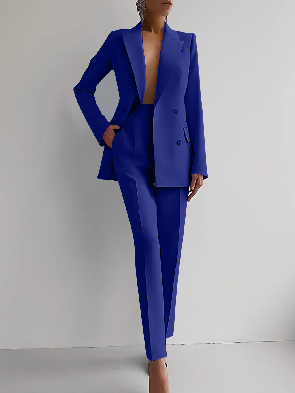 Women's Elegant Tailored Suit Blazer & Pants Set Formal Business Meeting Wedding Guest Ceremony Evening Party – Eleonor - Lolly 