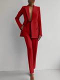 Women's Elegant Tailored Suit Blazer & Pants Set Formal Business Meeting Wedding Guest Ceremony Evening Party – Eleonor - Lolly 