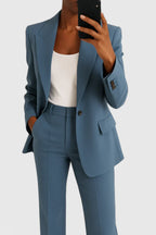 Women's Elegant Two-Piece Suit Set Tailored Blazer Wide-Leg Pants Workwear Formal Chic – Palynette - Lolly 