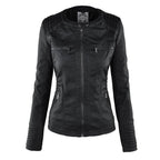 Women's Faux Leather Hooded Moto Jacket Zip-Up Biker Fall Winter Casual - Lolly 