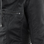 Women's Faux Leather Hooded Moto Jacket Zip-Up Biker Fall Winter Casual - Lolly 