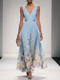 Women's Floral Long Wedding Guest Dress Fluid Feminine Romantic Elegant Ceremony Gown - Lolly 