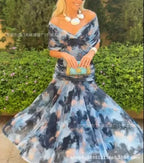 Women's Flowing Floral Long Dress Off-Shoulder V-Neck Formal Elegant Wedding Guest Casual – Lilly - Lolly 