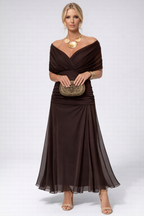 Women's Flowing Floral Long Dress Off-Shoulder V-Neck Formal Elegant Wedding Guest Casual – Lilly - Lolly 