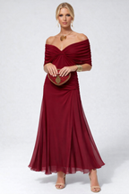 Women's Flowing Floral Long Dress Off-Shoulder V-Neck Formal Elegant Wedding Guest Casual – Lilly - Lolly 