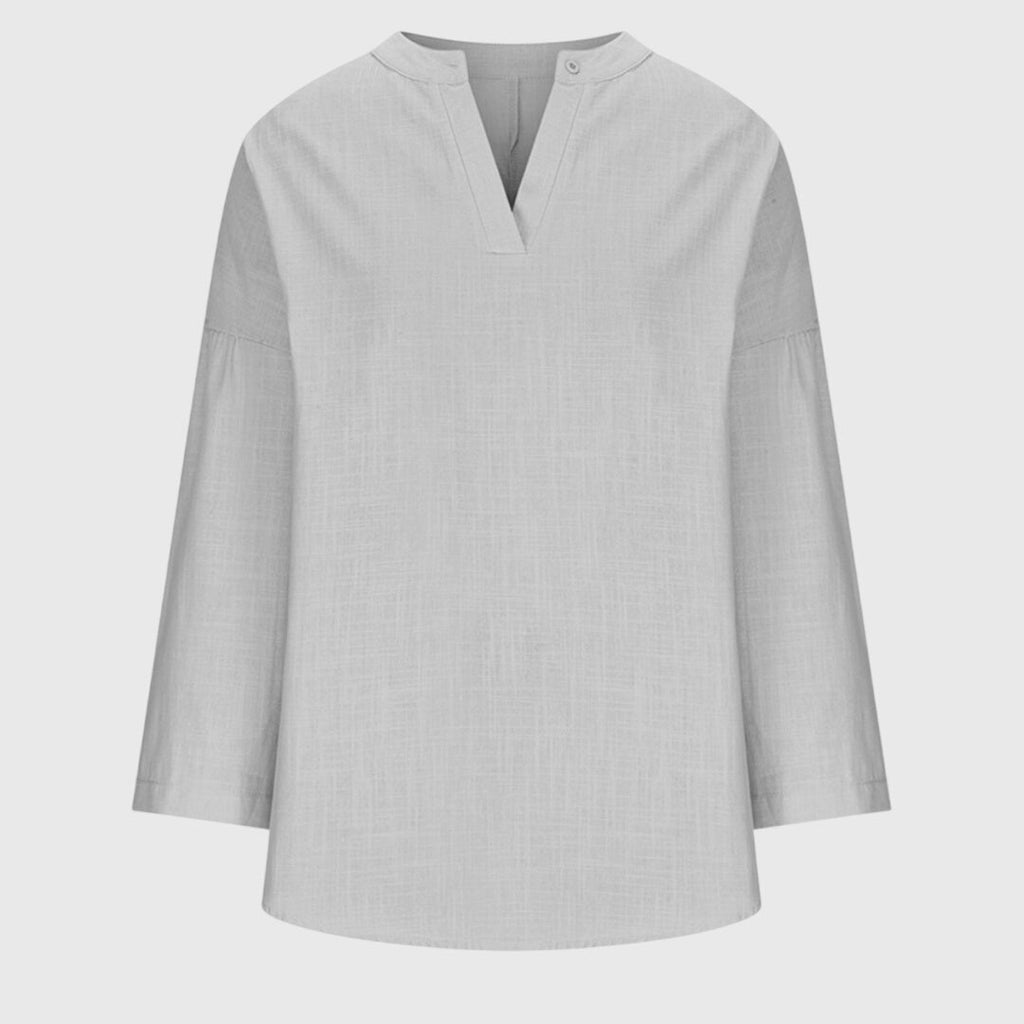 Women's Flowy Elegant Beach Shirt V-Neck Long Sleeve Relaxed Fit Casual Summer – Lenara - Lolly 