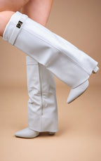 Women's Fold-Over Knee High Boots Cowboy Western Night Out Party - Lolly 