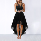 Women's Formal Dress Hi-Low Midi Wedding Guest Sleeveless Fluid Elegant Party Gown - Lolly 