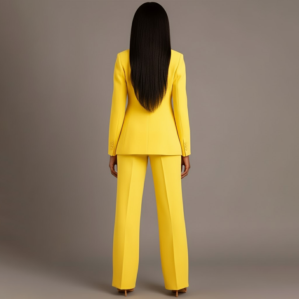 Women's Formal Tailored Suit Set Structured Long Blazer Slim-Fit Wide-Leg Pants Office Elegant – Christi - Lolly 
