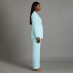 Women's Formal Tailored Suit Set Structured Long Blazer Slim-Fit Wide-Leg Pants Office Elegant – Christi - Lolly 