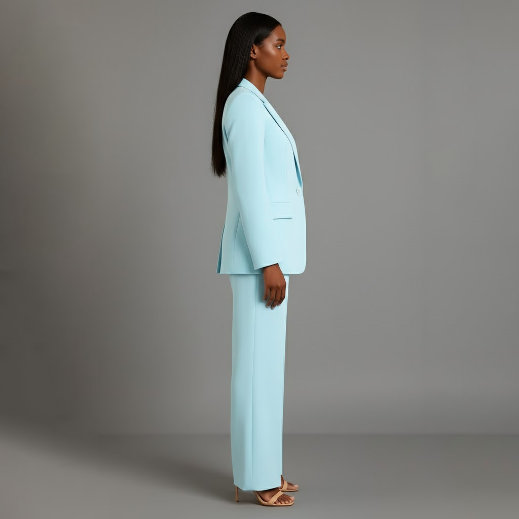 Women's Formal Tailored Suit Set Structured Long Blazer Slim-Fit Wide-Leg Pants Office Elegant – Christi - Lolly 