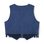 Women's Fringe Suede Vest Boho Western Country Festival Sleeveless Jacket - Lolly 