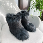 Women's Fur Boots – Fluffy Mid-Calf Slip-On - Lolly 