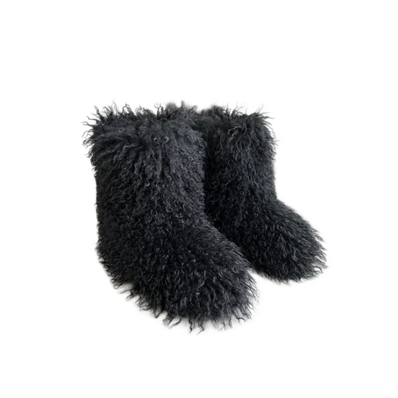 Women's Fur Boots – Fluffy Mid-Calf Slip-On - Lolly 