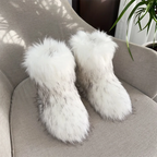 Women's Fur Boots – Fluffy Mid-Calf Slip-On - Lolly 