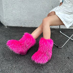 Women's Fur Boots – Fluffy Mid-Calf Slip-On - Lolly 