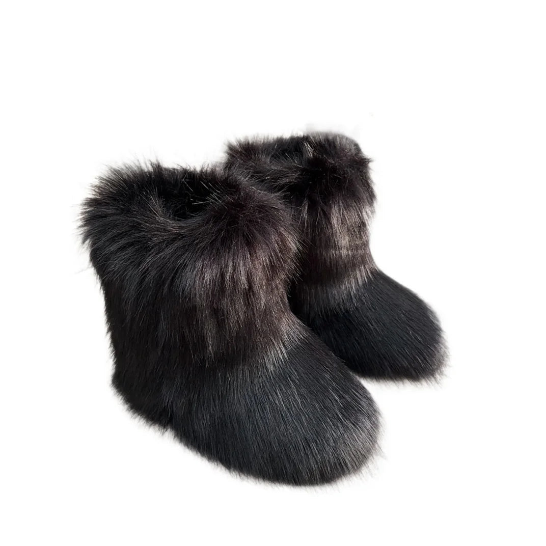 Women's Fur Boots – Fluffy Mid-Calf Slip-On - Lolly 