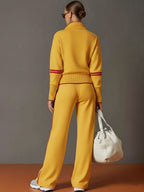 Women's Half-Zip Sweatshirt Wide-Leg Pants Set Sporty Athleisure Tracksuit Casual Two-Piece Outfit - Lolly 