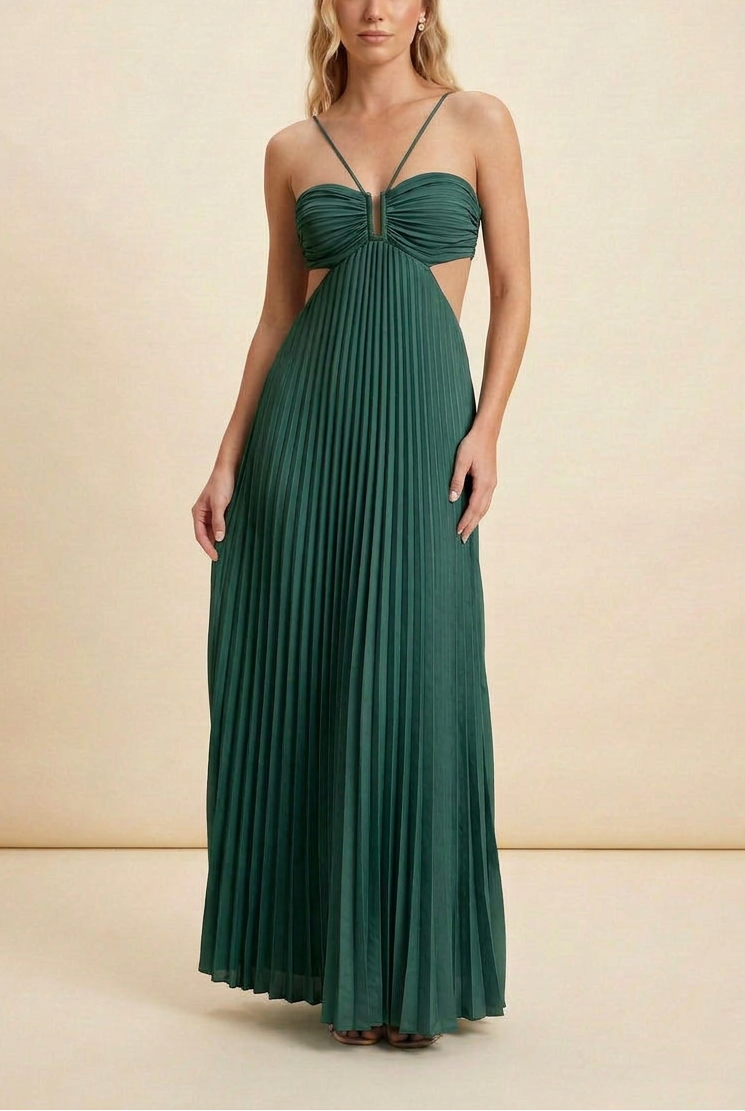 Women's Halter Pleated Long Dress Formal Prom Wedding Guest Gala Ceremony Evening Elegant Backless – Luella - Lolly 