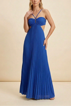 Women's Halter Pleated Long Dress Formal Prom Wedding Guest Gala Ceremony Evening Elegant Backless – Luella - Lolly 