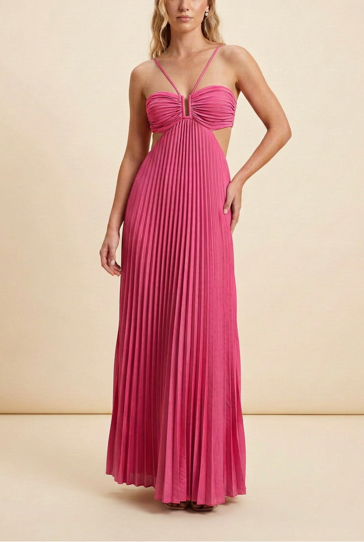 Women's Halter Pleated Long Dress Formal Prom Wedding Guest Gala Ceremony Evening Elegant Backless – Luella - Lolly 
