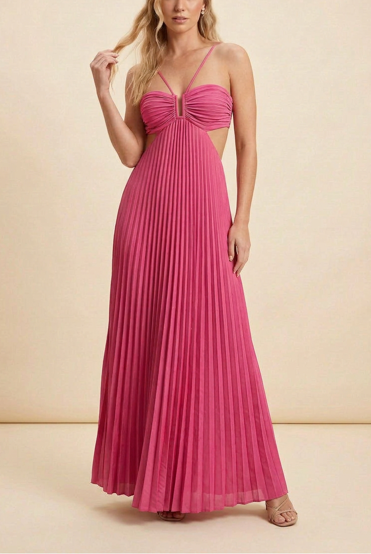 Women's Halter Pleated Long Dress Formal Prom Wedding Guest Gala Ceremony Evening Elegant Backless – Luella - Lolly 