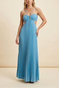 Women's Halter Pleated Long Dress Formal Prom Wedding Guest Gala Ceremony Evening Elegant Backless – Luella - Lolly 