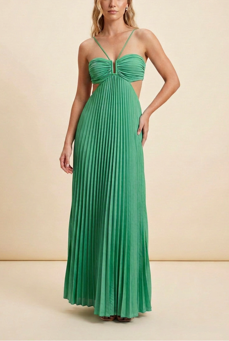 Women's Halter Pleated Long Dress Formal Prom Wedding Guest Gala Ceremony Evening Elegant Backless – Luella - Lolly 