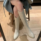 Women's Heel Knee High Boots – Pointed Toe Pull-On - Lolly 