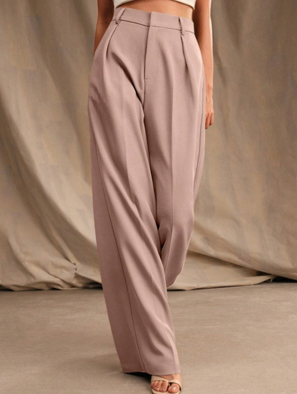 Women's High Waist Wide Leg Drape Pants Loose Flowing Polyester Casual Formal Everyday Trousers – Multicolor - Lolly 