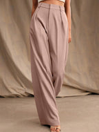 Women's High Waist Wide Leg Drape Pants Loose Flowing Polyester Casual Formal Everyday Trousers – Multicolor - Lolly 