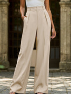 Women's High Waist Wide Leg Drape Pants Loose Flowing Polyester Casual Formal Everyday Trousers – Multicolor - Lolly 