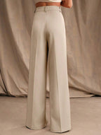 Women's High Waist Wide Leg Drape Pants Loose Flowing Polyester Casual Formal Everyday Trousers – Multicolor - Lolly 