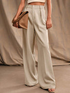 Women's High Waist Wide Leg Drape Pants Loose Flowing Polyester Casual Formal Everyday Trousers – Multicolor - Lolly 