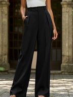 Women's High Waist Wide Leg Drape Pants Loose Flowing Polyester Casual Formal Everyday Trousers – Multicolor - Lolly 