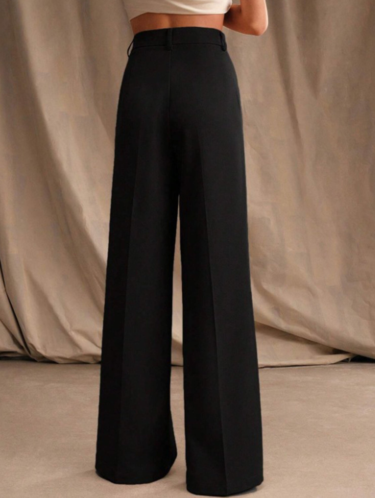 Women's High Waist Wide Leg Drape Pants Loose Flowing Polyester Casual Formal Everyday Trousers – Multicolor - Lolly 