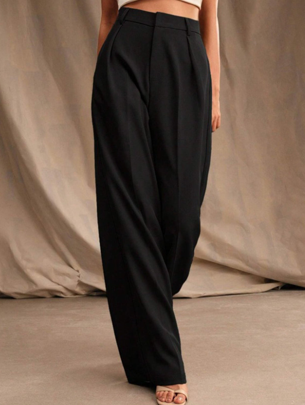 Women's High Waist Wide Leg Drape Pants Loose Flowing Polyester Casual Formal Everyday Trousers – Multicolor - Lolly 