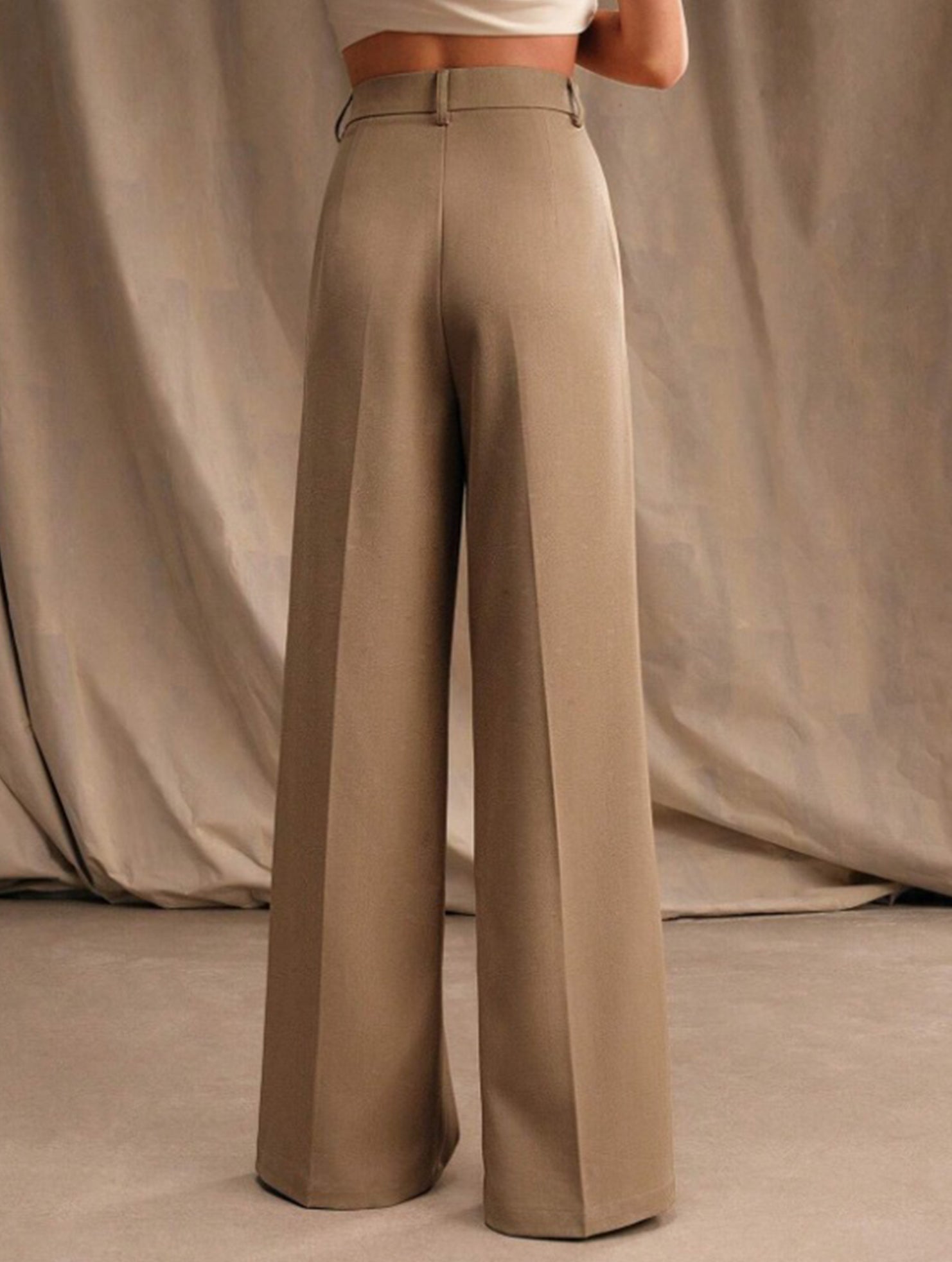 Women's High Waist Wide Leg Drape Pants Loose Flowing Polyester Casual Formal Everyday Trousers – Multicolor - Lolly 