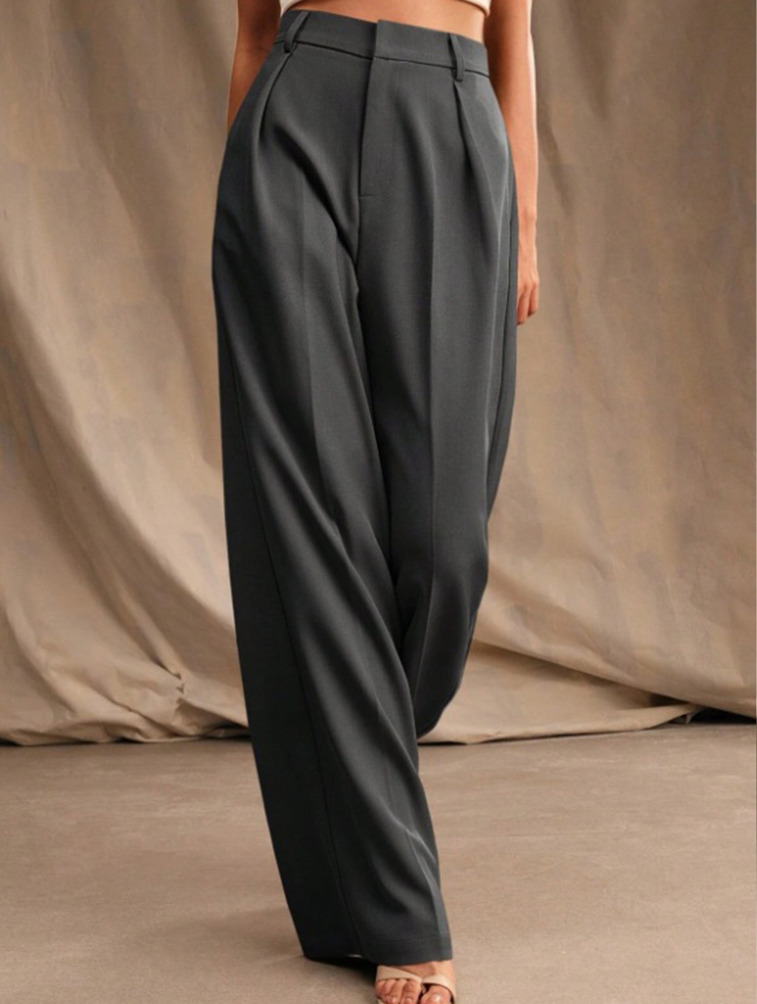 Women's High Waist Wide Leg Drape Pants Loose Flowing Polyester Casual Formal Everyday Trousers – Multicolor - Lolly 