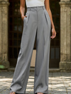 Women's High Waist Wide Leg Drape Pants Loose Flowing Polyester Casual Formal Everyday Trousers – Multicolor - Lolly 