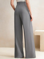 Women's High Waist Wide Leg Drape Pants Loose Flowing Polyester Casual Formal Everyday Trousers – Multicolor - Lolly 