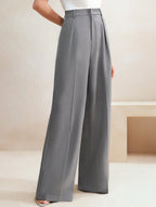 Women's High Waist Wide Leg Drape Pants Loose Flowing Polyester Casual Formal Everyday Trousers – Multicolor - Lolly 