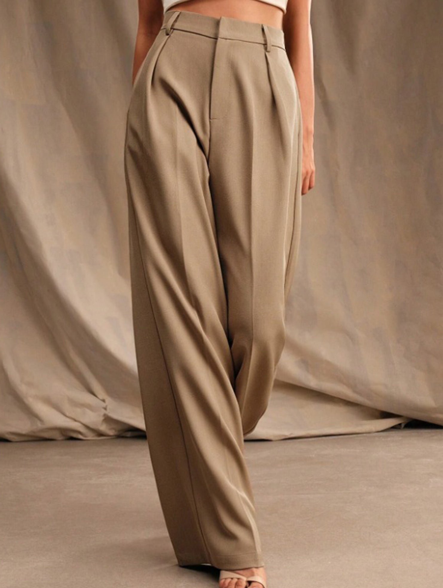 Women's High Waist Wide Leg Drape Pants Loose Flowing Polyester Casual Formal Everyday Trousers – Multicolor - Lolly 