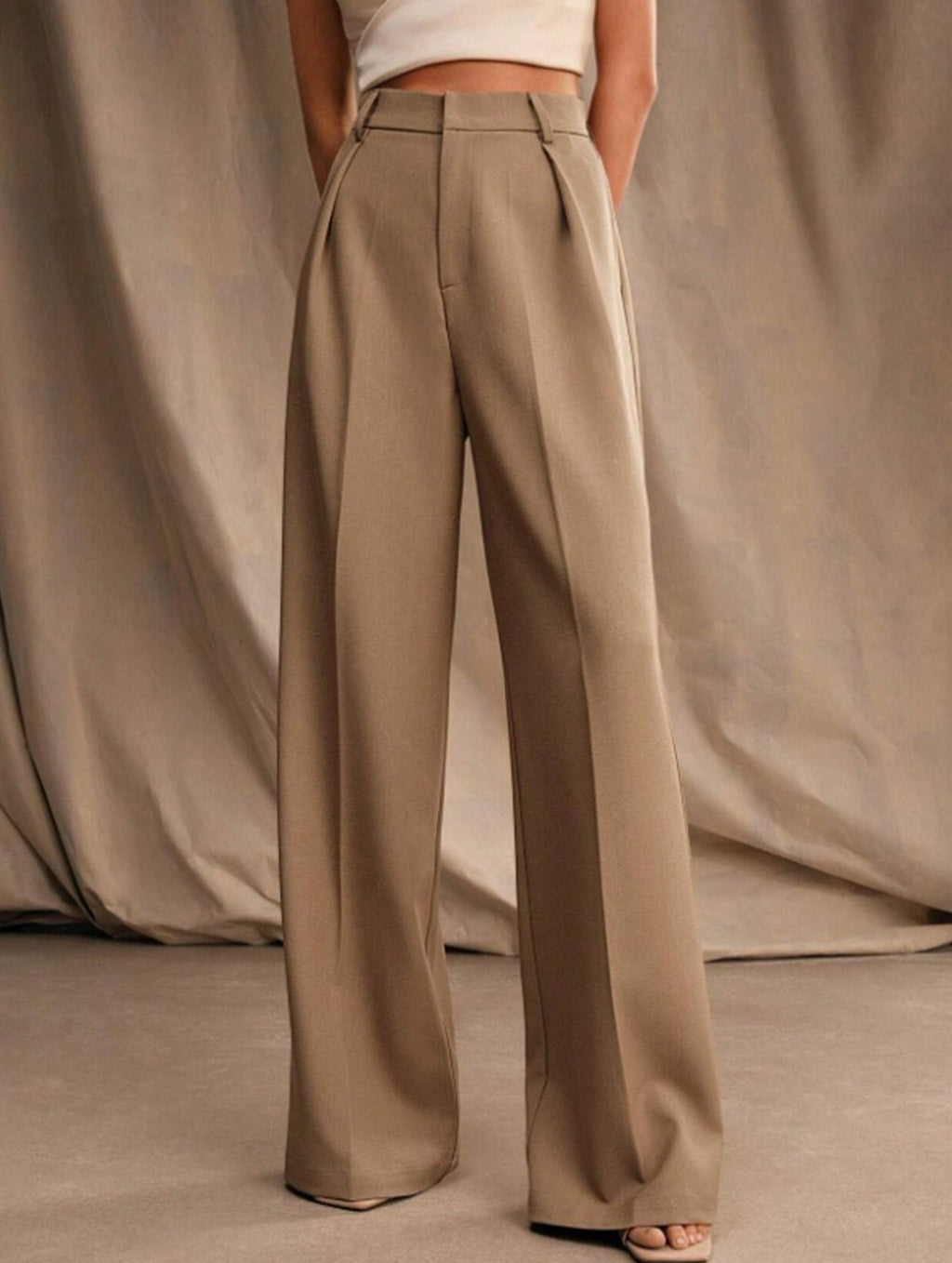 Women's High Waist Wide Leg Drape Pants Loose Flowing Polyester Casual Formal Everyday Trousers – Multicolor - Lolly 