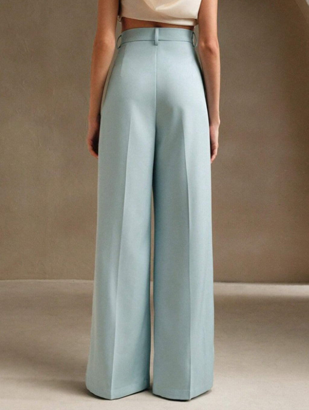Women's High Waist Wide Leg Drape Pants Loose Flowing Polyester Casual Formal Everyday Trousers – Multicolor - Lolly 