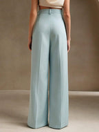 Women's High Waist Wide Leg Drape Pants Loose Flowing Polyester Casual Formal Everyday Trousers – Multicolor - Lolly 