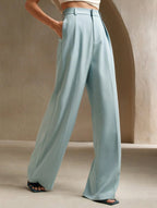 Women's High Waist Wide Leg Drape Pants Loose Flowing Polyester Casual Formal Everyday Trousers – Multicolor - Lolly 